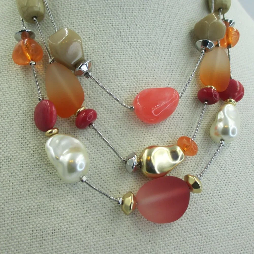 Chico's Necklace Warm Multi Ombre Illusion Colorful Artisan - Picture 4 of 7